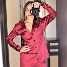 Load image into Gallery viewer, Turndown Collar Long Sleeve Casual 2 Piece Pajama Set
