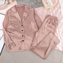 Load image into Gallery viewer, Turndown Collar Long Sleeve Casual 2 Piece Pajama Set
