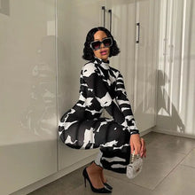 Load image into Gallery viewer, Turtleneck Cow Print Bodycon Dress