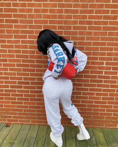 Two-piece Street Fashion Casual Print Hooded Set