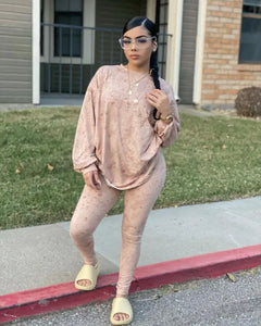 Two-pieces Casual O-neck Women Pants Set
