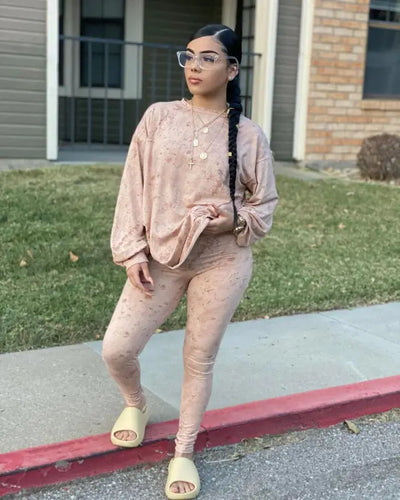Two-pieces Casual O-neck Women Pants Set