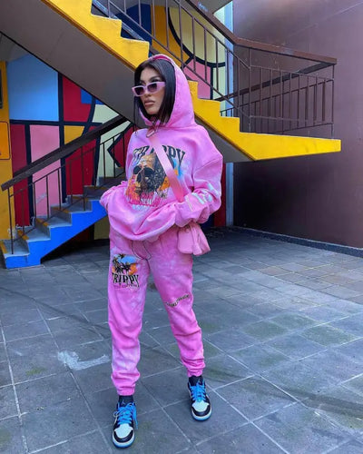 Two-pieces Casual Street Hip-hop Skull Print Hooded Set