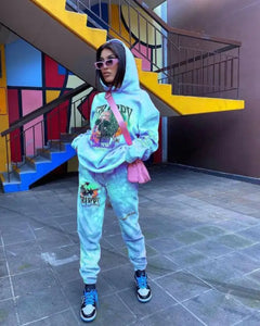 Two-pieces Casual Street Hip-hop Skull Print Hooded Set