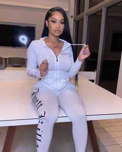 Two-pieces Sporty Letter Print Women Pants Set