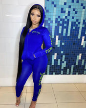 Load image into Gallery viewer, Two-pieces Sporty Letter Print Women Pants Set - Blue / S
