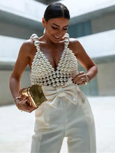 Load image into Gallery viewer, V-Neck Beaded Sling Crop Top - One Size / TOP