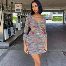 Load image into Gallery viewer, V Neck Cut Out Long Sleeve Club Mini Dress