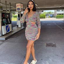 Load image into Gallery viewer, V Neck Cut Out Long Sleeve Club Mini Dress