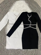 Load image into Gallery viewer, V Neck Diamond Chain Mini Bandage Dress
