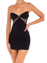 Load image into Gallery viewer, V-Neck Diamonds Spaghetti Strap Mesh Dress
