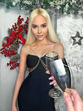 Load image into Gallery viewer, V-Neck Diamonds Spaghetti Strap Mesh Dress
