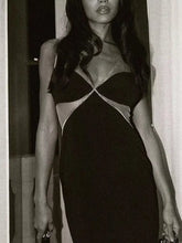 Load image into Gallery viewer, V-Neck Diamonds Spaghetti Strap Mesh Dress