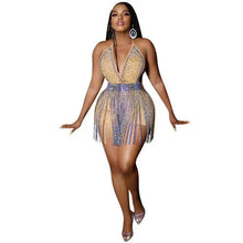Load image into Gallery viewer, V Neck Halter Backless Bodycon Playsuit - S / khaki