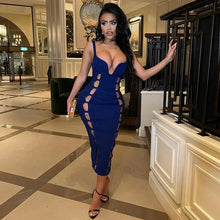 Load image into Gallery viewer, V-Neck Hollow Out Bandage Dress