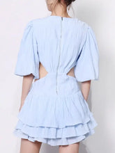 Load image into Gallery viewer, V Neck Lantern Half Sleeve Mini Dress