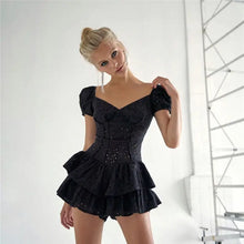 Load image into Gallery viewer, V Neck Ruffled Pleated Corset Dress