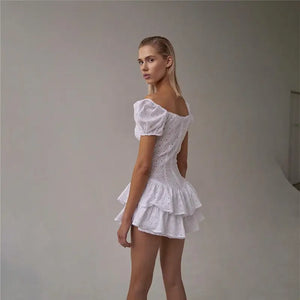 V Neck Ruffled Pleated Corset Dress