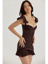 Load image into Gallery viewer, V-Neck Ruffled Skinny A Line Mini Dress