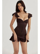Load image into Gallery viewer, V-Neck Ruffled Skinny A Line Mini Dress