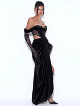 Load image into Gallery viewer, V-Neck Off Shoulder Drape Cutout Long Dress