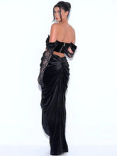 Load image into Gallery viewer, V-Neck Off Shoulder Drape Cutout Long Dress
