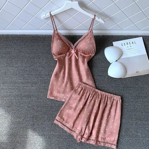 V-Neck Sleeveless Strap Top & Shorts Pajamas Set