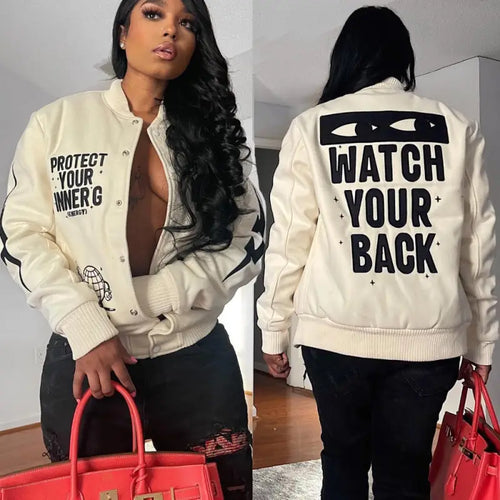 Varsity Baseball Cropped Cyber Y2K Jacket