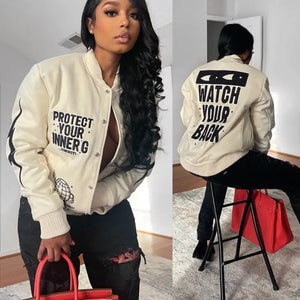 Varsity Baseball Cropped Cyber Y2K Jacket