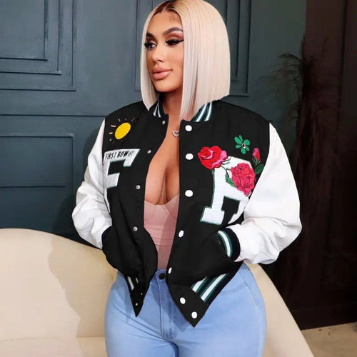 Varsity Baseball Cropped Y2k Jacket