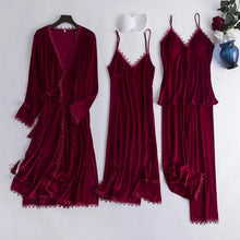 Load image into Gallery viewer, Velour 4PC Velvet Pajama Set