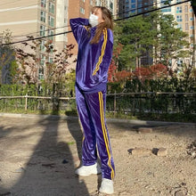 Load image into Gallery viewer, Velvet Jacket &amp; Pants Sporty 2 Piece Set