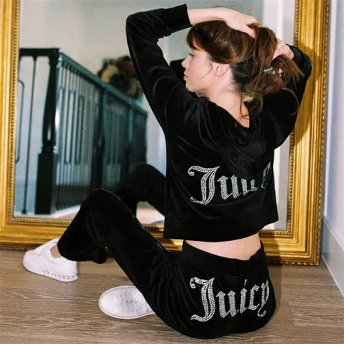 Velvet Sports Fleece Two Piece Tracksuit Set