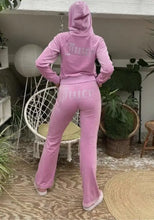 Load image into Gallery viewer, Velvet Sports Fleece Two Piece Tracksuit Set - Pink / S