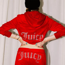 Load image into Gallery viewer, Velvet Sports Fleece Two Piece Tracksuit Set - Red / S