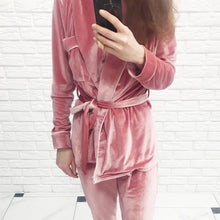 Load image into Gallery viewer, Velvet Warm Long Sleeve Thick Sleepwear Set