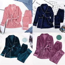 Load image into Gallery viewer, Velvet Warm Long Sleeve Thick Sleepwear Set