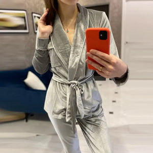 Velvet Warm Long Sleeve Thick Sleepwear Set