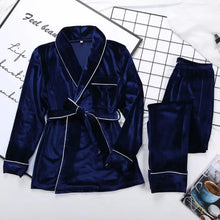 Load image into Gallery viewer, Velvet Warm Long Sleeve Thick Sleepwear Set - Blue / S