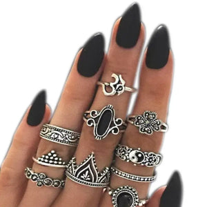 Vintage Bohemia Charm Rings Set - 15