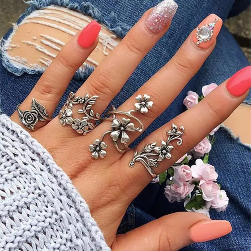Vintage Bohemia Charm Rings Set