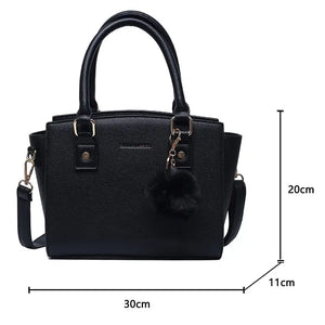 Vintage Contrast Fur ball design PU Leather Crossbody Bag