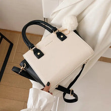 Load image into Gallery viewer, Vintage Contrast Fur ball design PU Leather Crossbody Bag