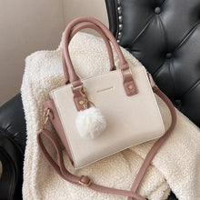 Load image into Gallery viewer, Vintage Contrast Fur ball design PU Leather Crossbody Bag