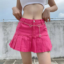 Load image into Gallery viewer, Vintage Punk Denim Mini Skirt - Rose Red / M