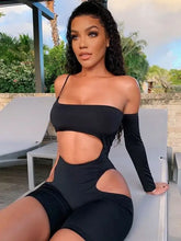 Load image into Gallery viewer, Want That Goodie Cut Out Romper - black / S