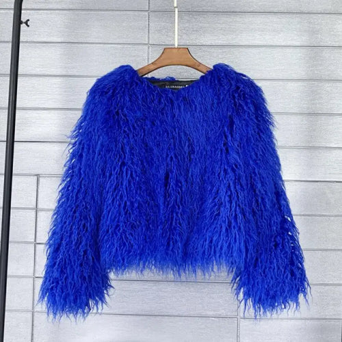 Warm Knitting Shaggy Cardigan Faux Fur Coat