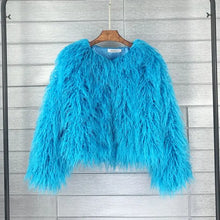 Load image into Gallery viewer, Warm Knitting Shaggy Cardigan Faux Fur Coat - Lake Blue