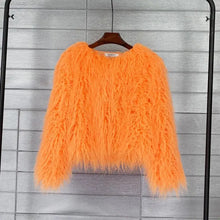 Load image into Gallery viewer, Warm Knitting Shaggy Cardigan Faux Fur Coat - Orange / XXXL