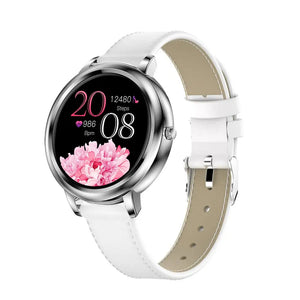 39mm Diameter Smartwatch For Women - White leather strap